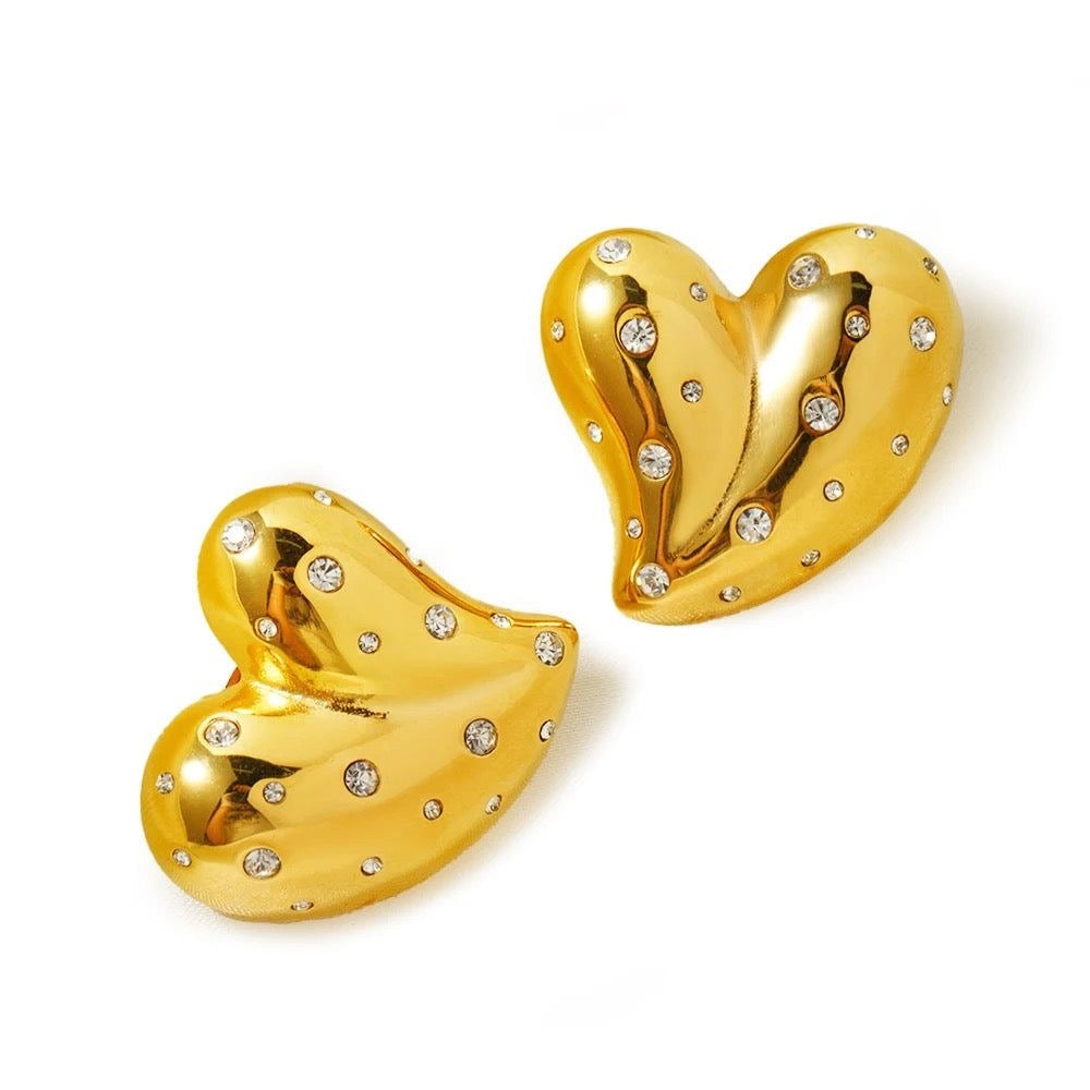 Heart studded earrings
